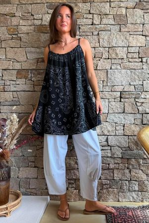 Ole Bubble Cotton Bandana Tunic Vest Black